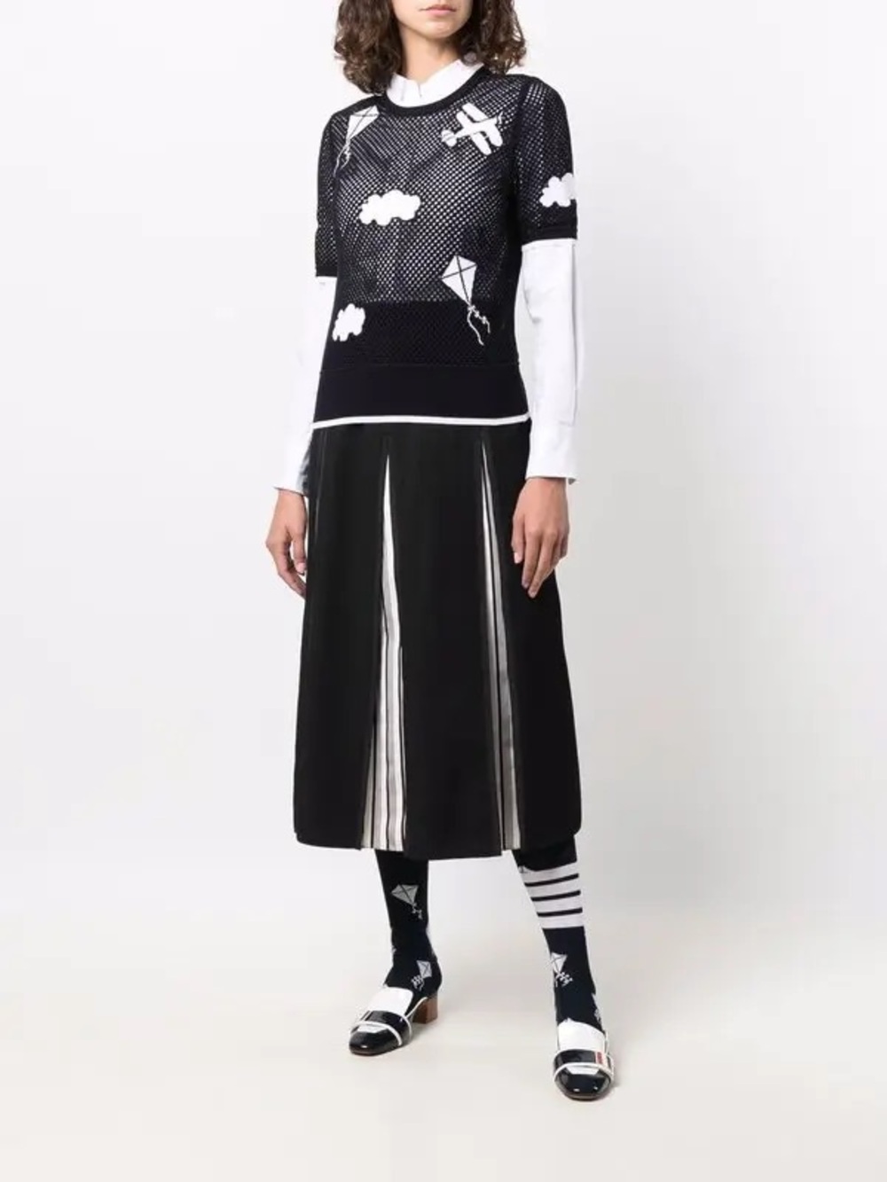 THOM BROWNE Mesh Sky Icons Black Top One Size VGUC